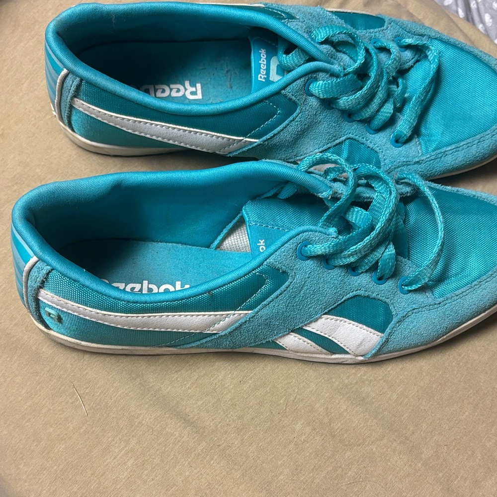 Women size 8 Reebok Women's Aqua and White Sneakers